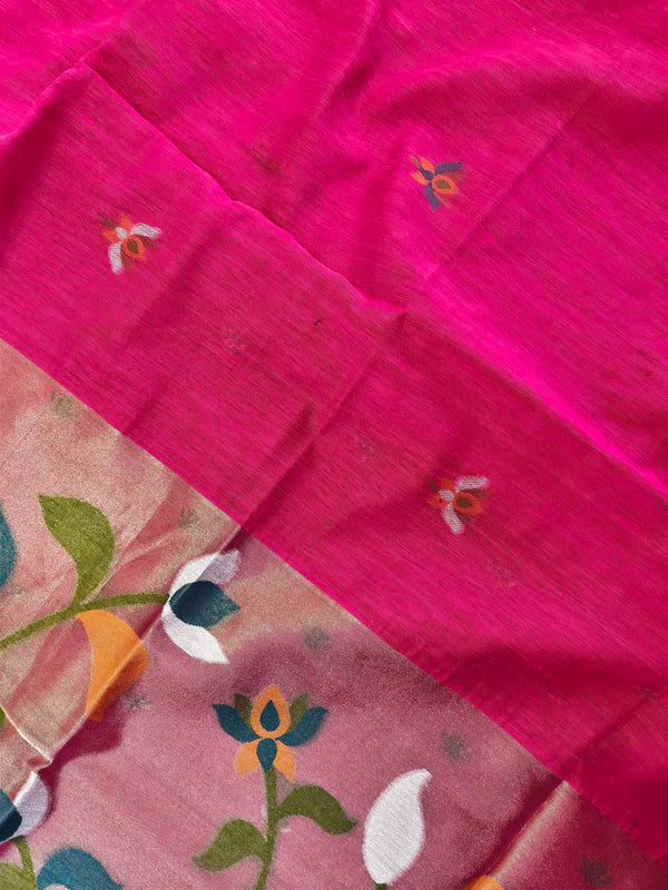 PURE MUSLIN LINEN ZARI JAMDANI SAREE-PINK