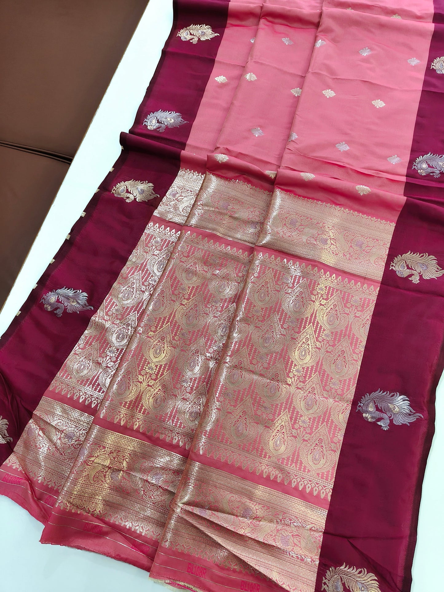 Banarasi Katan Silk Saree With Peacock Weaving  - PINK
