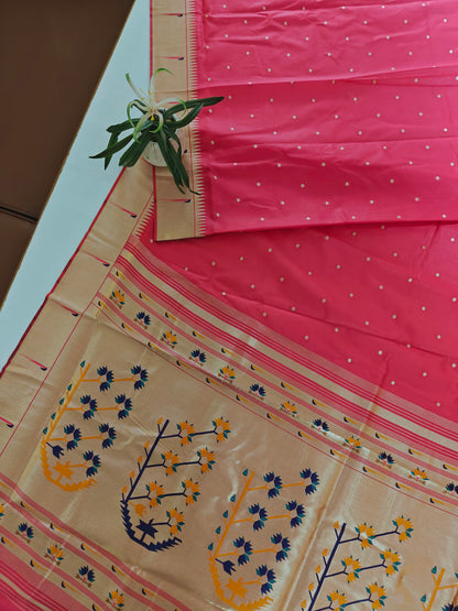 Banarasi Paithani Saree Design with Traditional Kalpavalli Pattern-PINK
