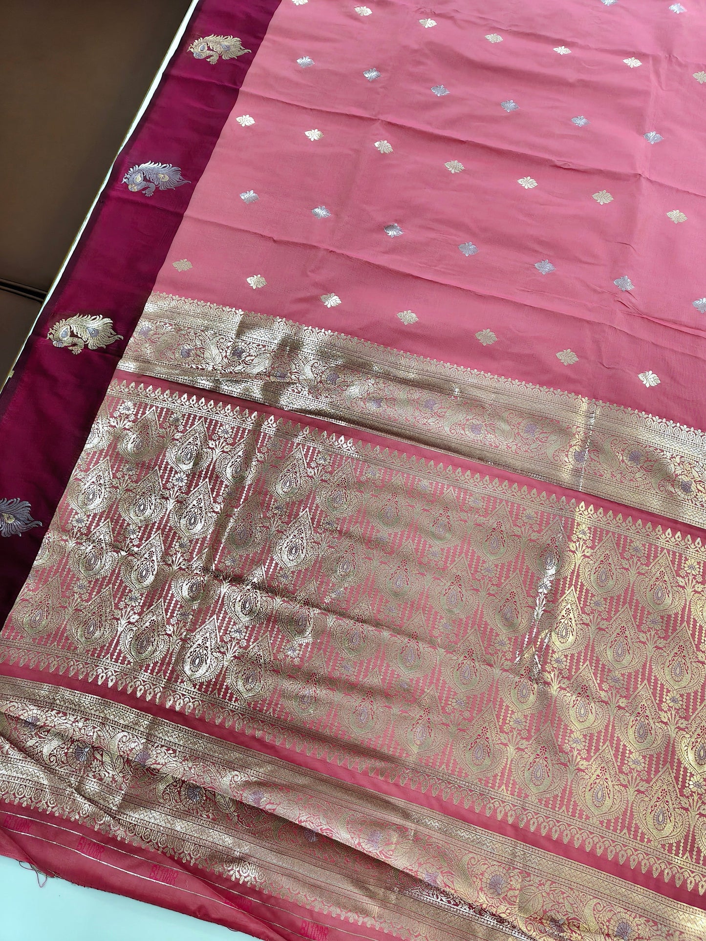 Banarasi Katan Silk Saree With Peacock Weaving  - PINK