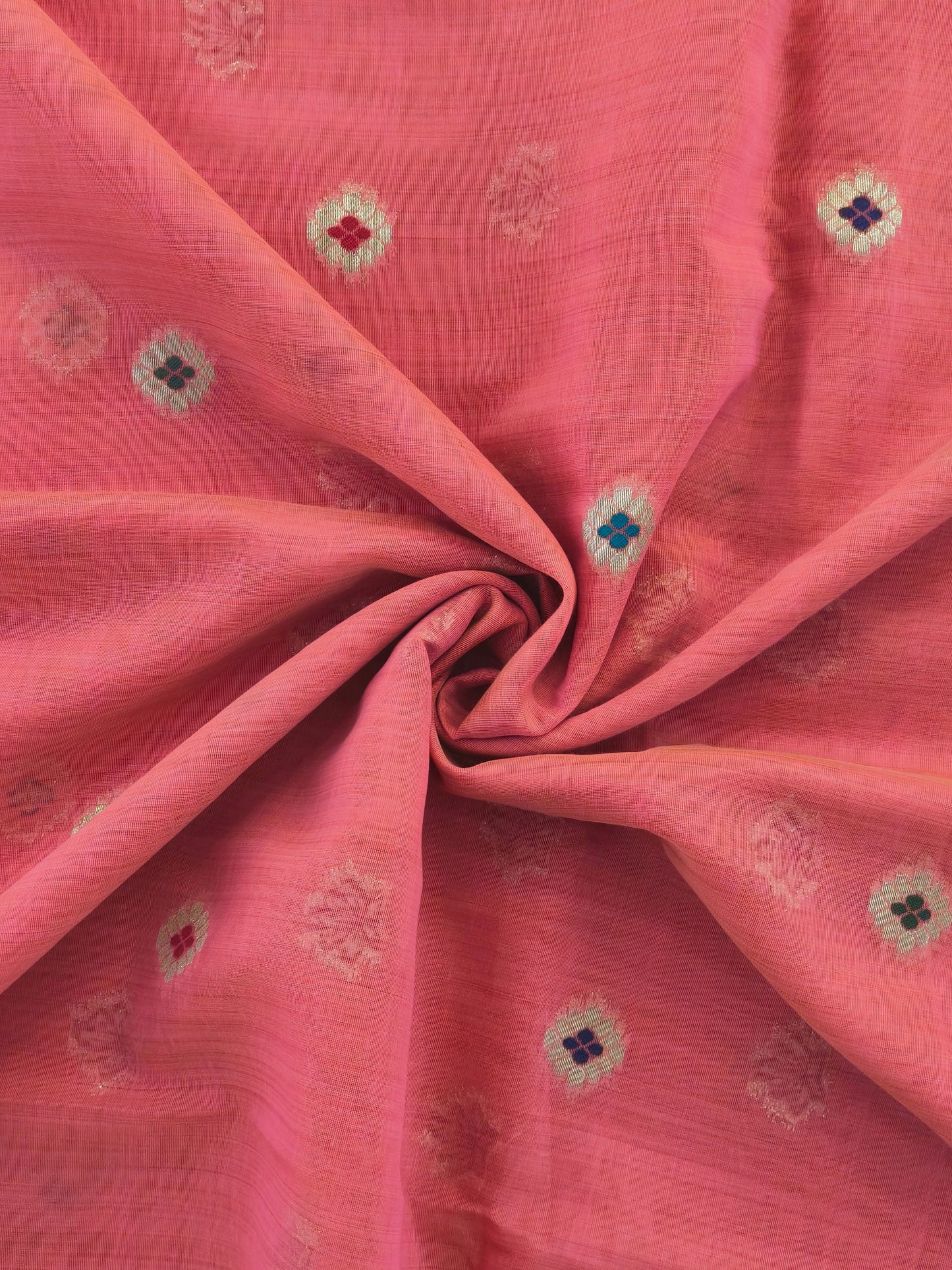 Soft Muga Cotton Maheswari Pattern Saree - Pink