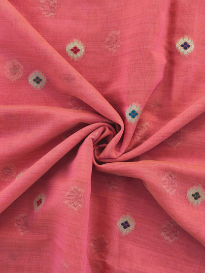 Soft Muga Cotton Maheswari Pattern Saree - Pink