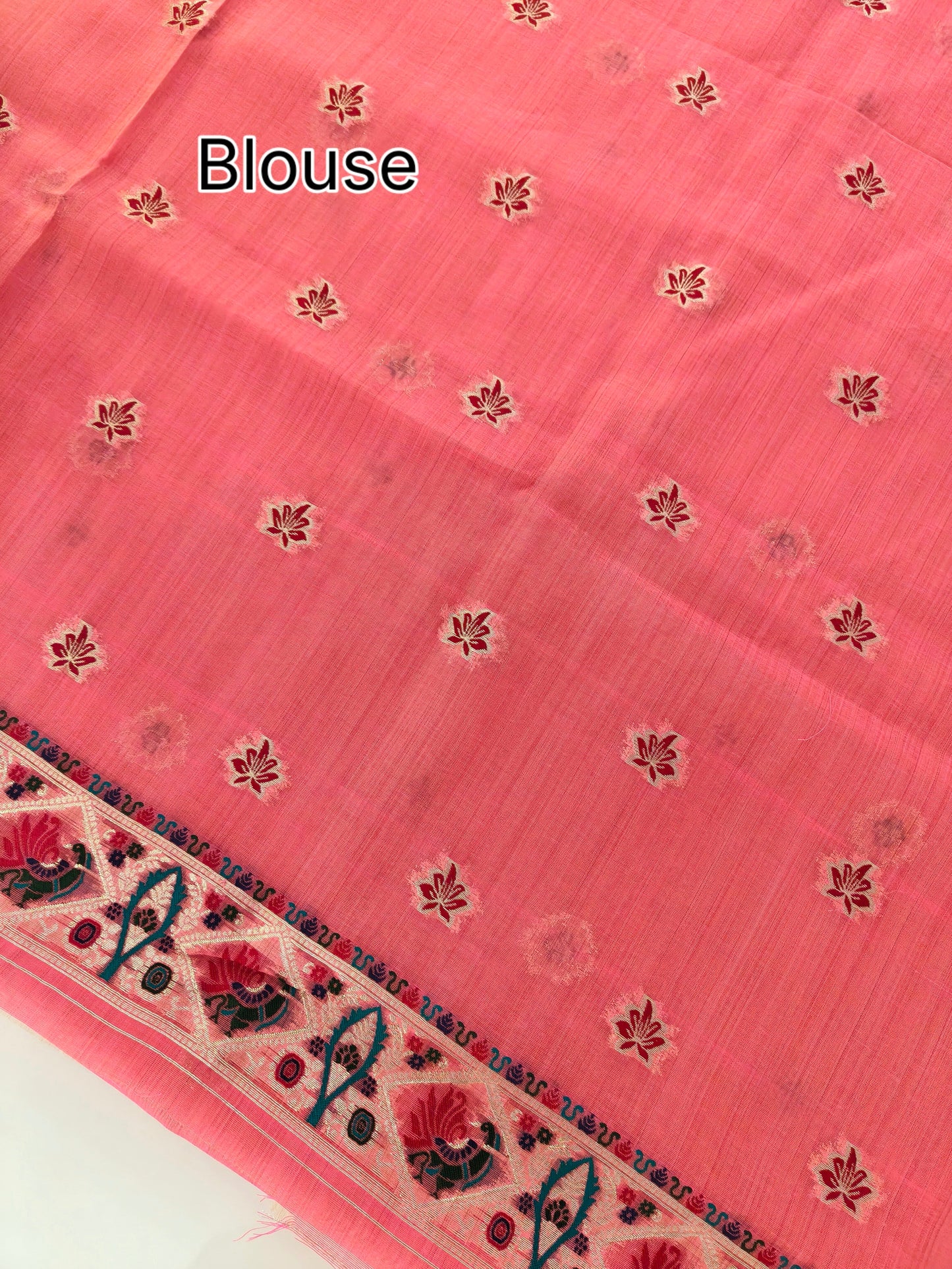 Soft Muga Cotton Maheswari Pattern Saree - Pink