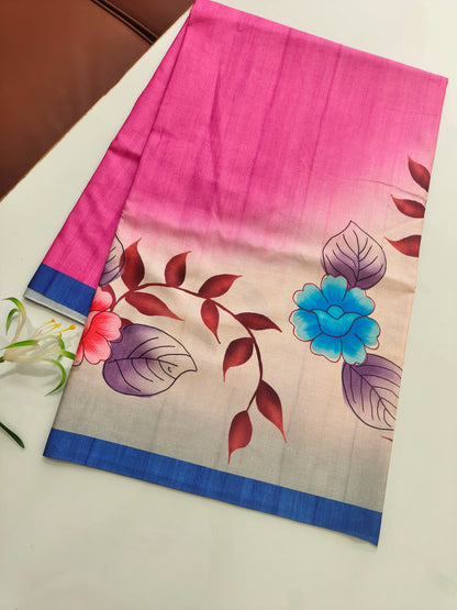 Modern Ethnic Saree with Floral Design -  PINK