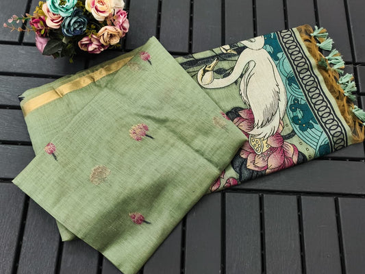Swan Grace Floral Art Saree-PISTA