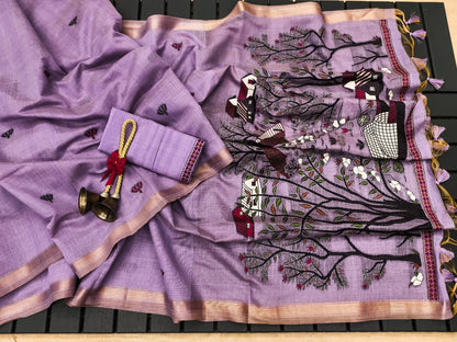 Pure Ghicha Cotton Saree with Traditional Pallu- PURPAL