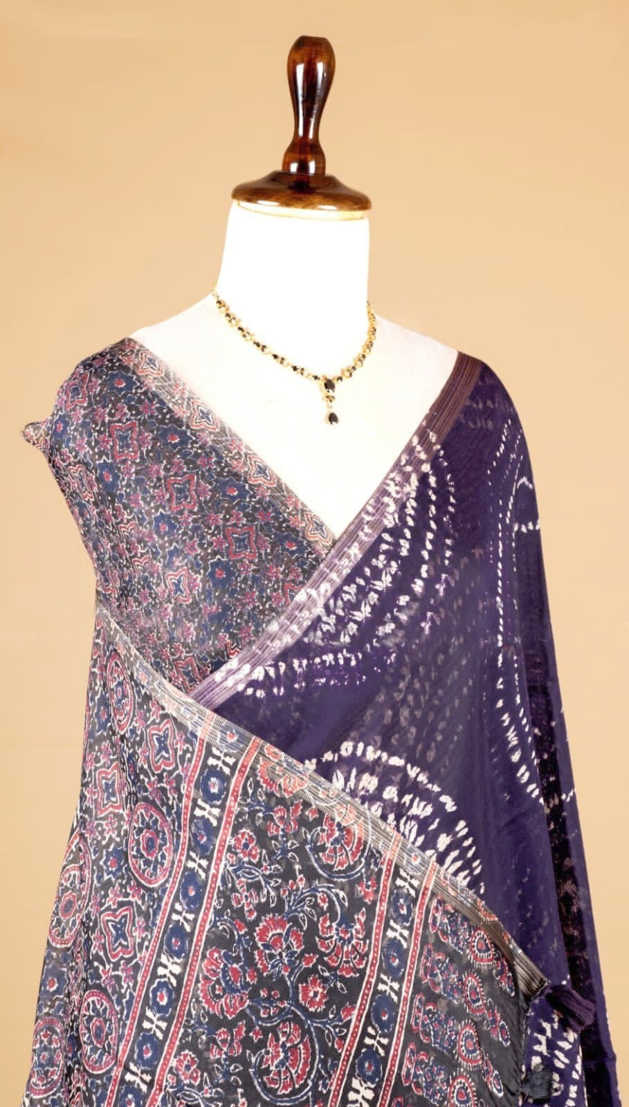 Soft Linen Cotton Heritage Print Saree for Women - Purple