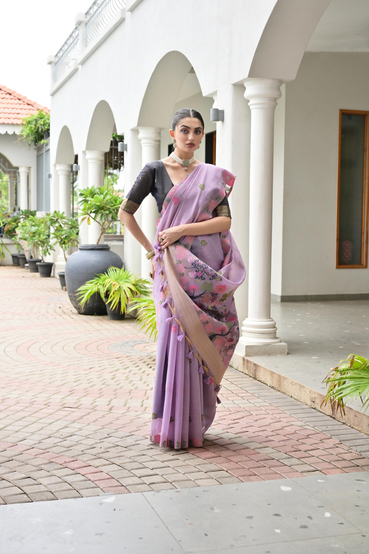 Premium Chanderi Cotton Handloom Saree- PURPLE