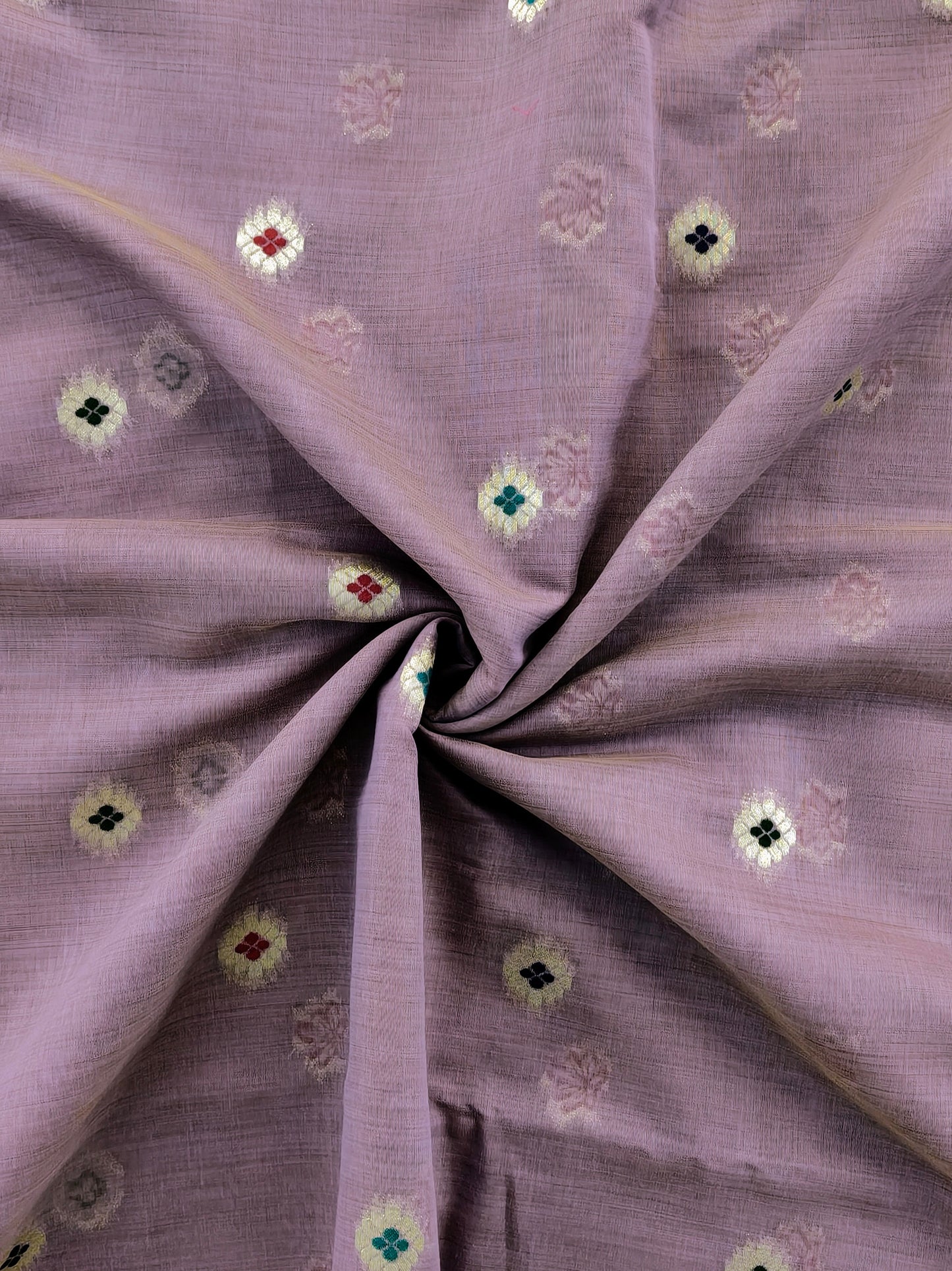 Soft Muga Cotton Maheswari Pattern Saree - Purple