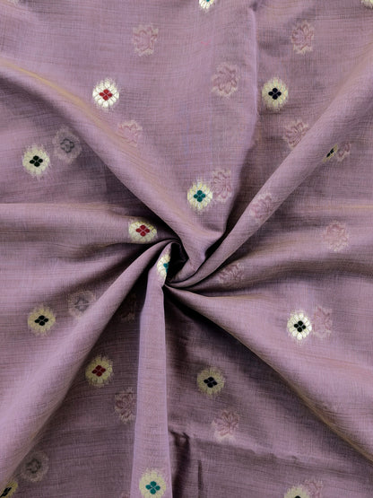 Soft Muga Cotton Maheswari Pattern Saree - Purple