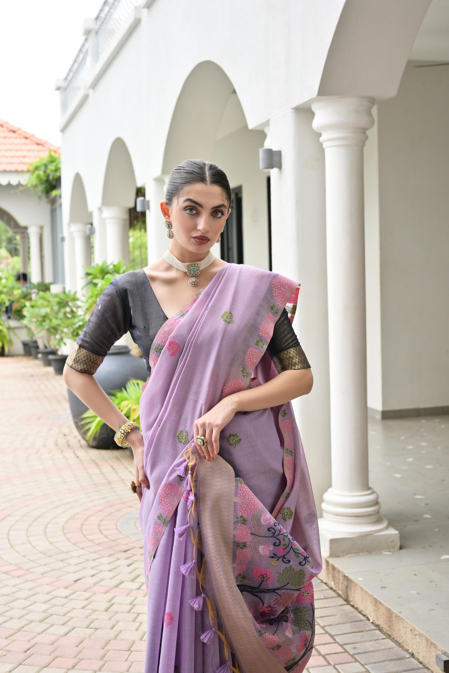Premium Chanderi Cotton Handloom Saree- PURPLE