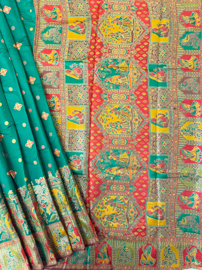 SOFT BANARASI PASHMINA  SAREE -  RAMA