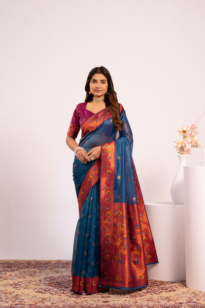 Pure Banarasi Paithani Silk Saree - RAMA