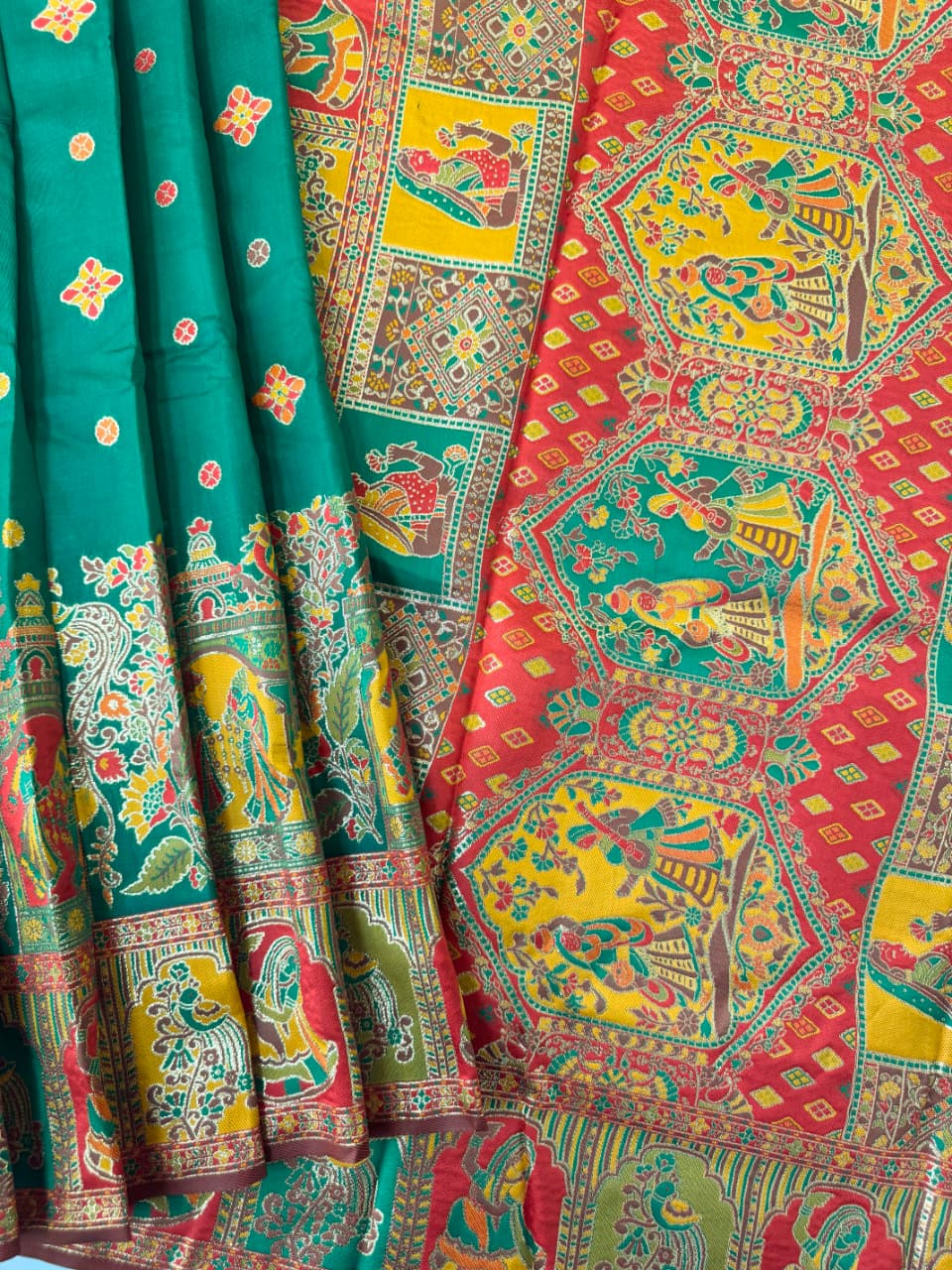 SOFT BANARASI PASHMINA  SAREE -  RAMA