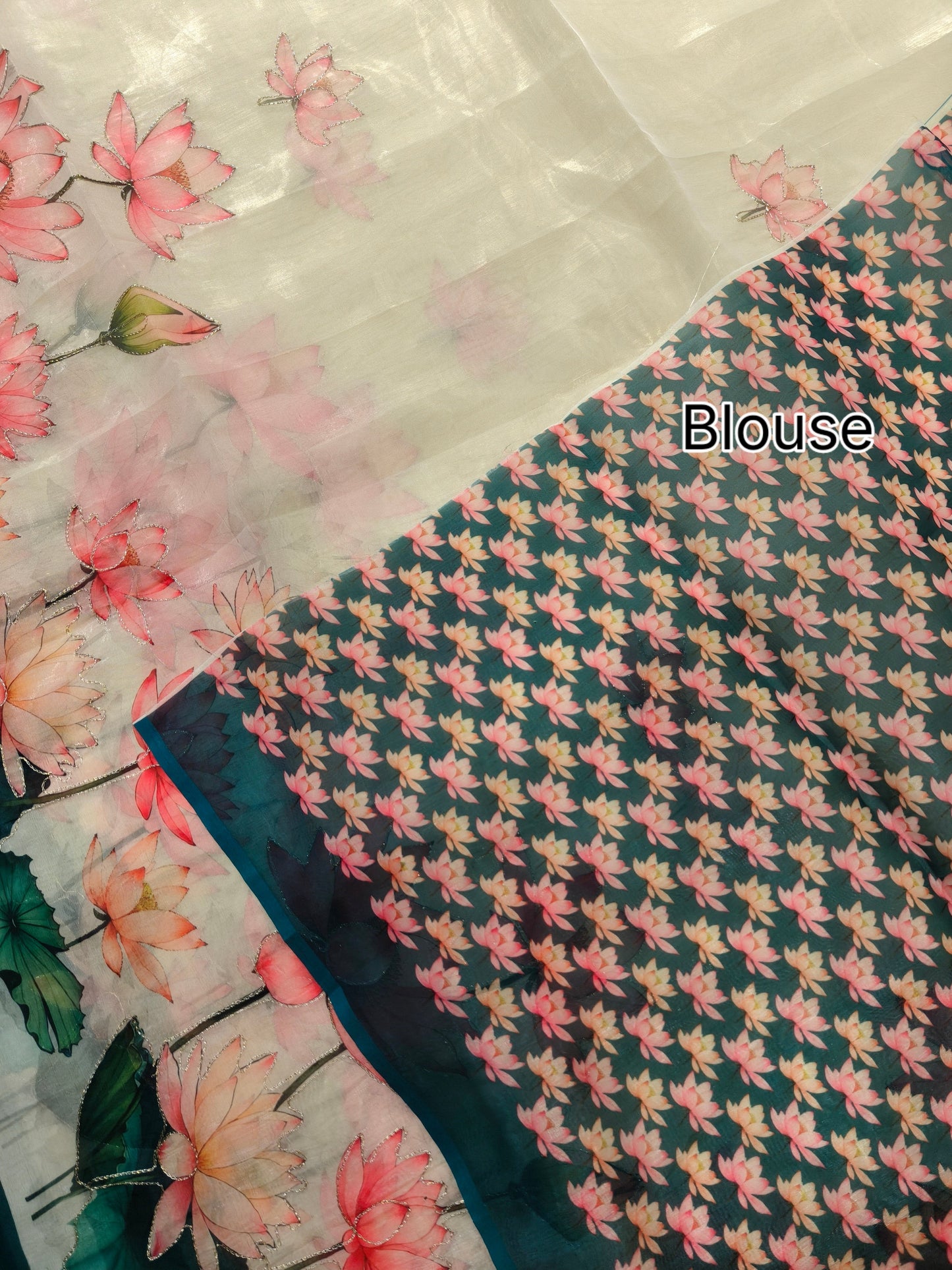 Elegant Organza Silk Saree with Floral Pallu and Stylish Tassels-RAMA