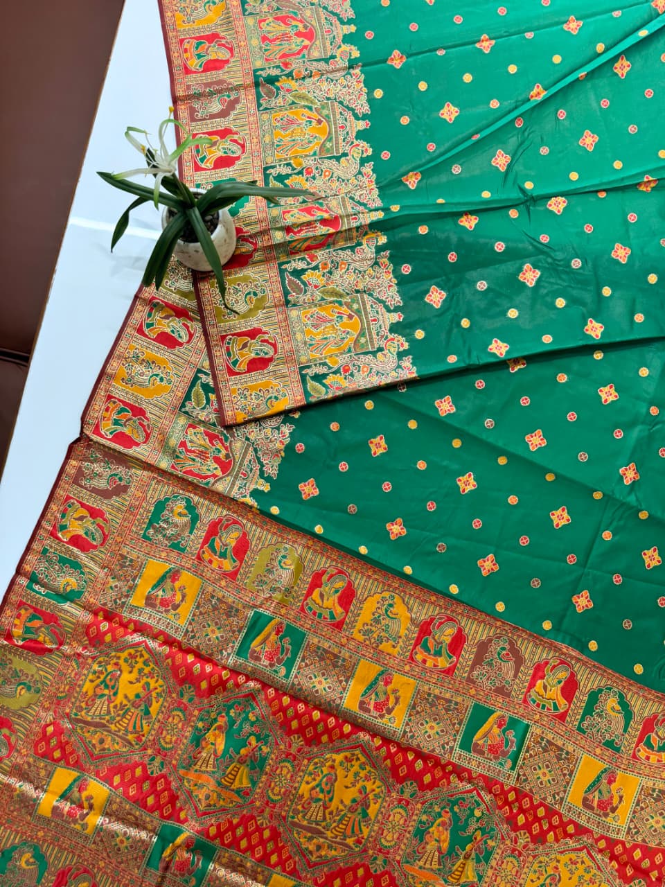 SOFT BANARASI PASHMINA  SAREE -  RAMA