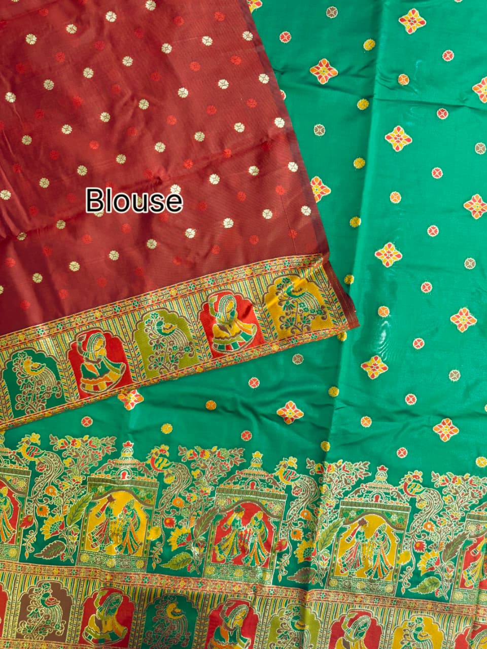 SOFT BANARASI PASHMINA  SAREE -  RAMA