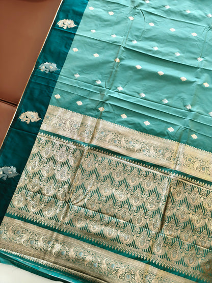Banarasi Katan Silk Saree With Peacock Weaving  - RAMA