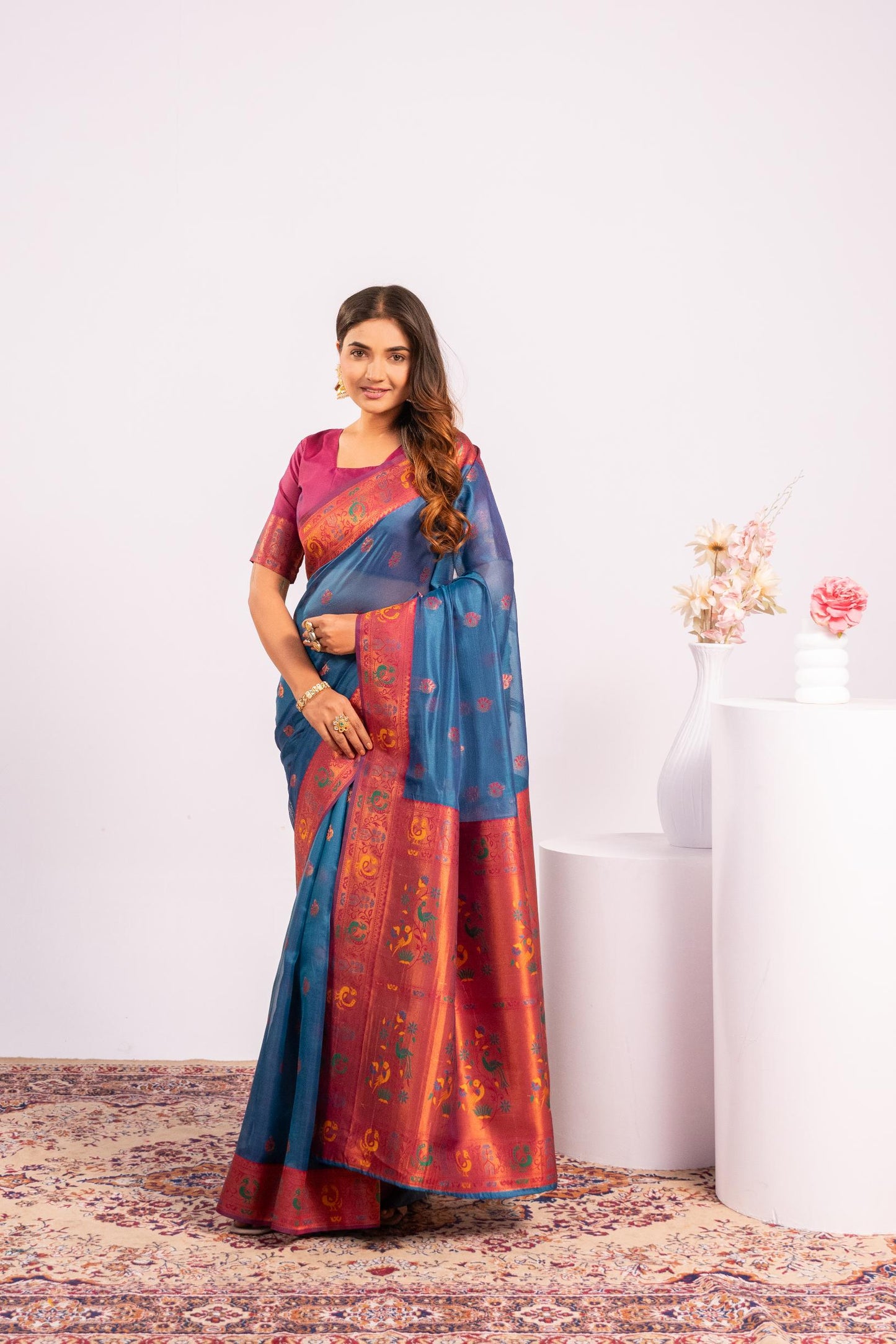 Classic Banarasi Paithani with Traditional Zari - RAMA