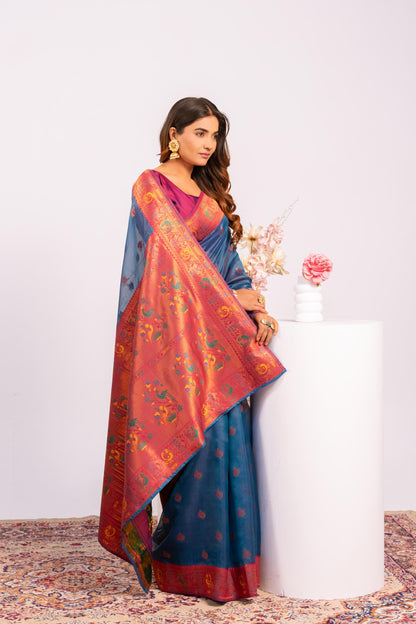 Classic Banarasi Paithani with Traditional Zari - RAMA