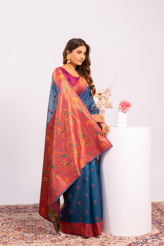 Classic Banarasi Paithani with Traditional Zari - RAMA