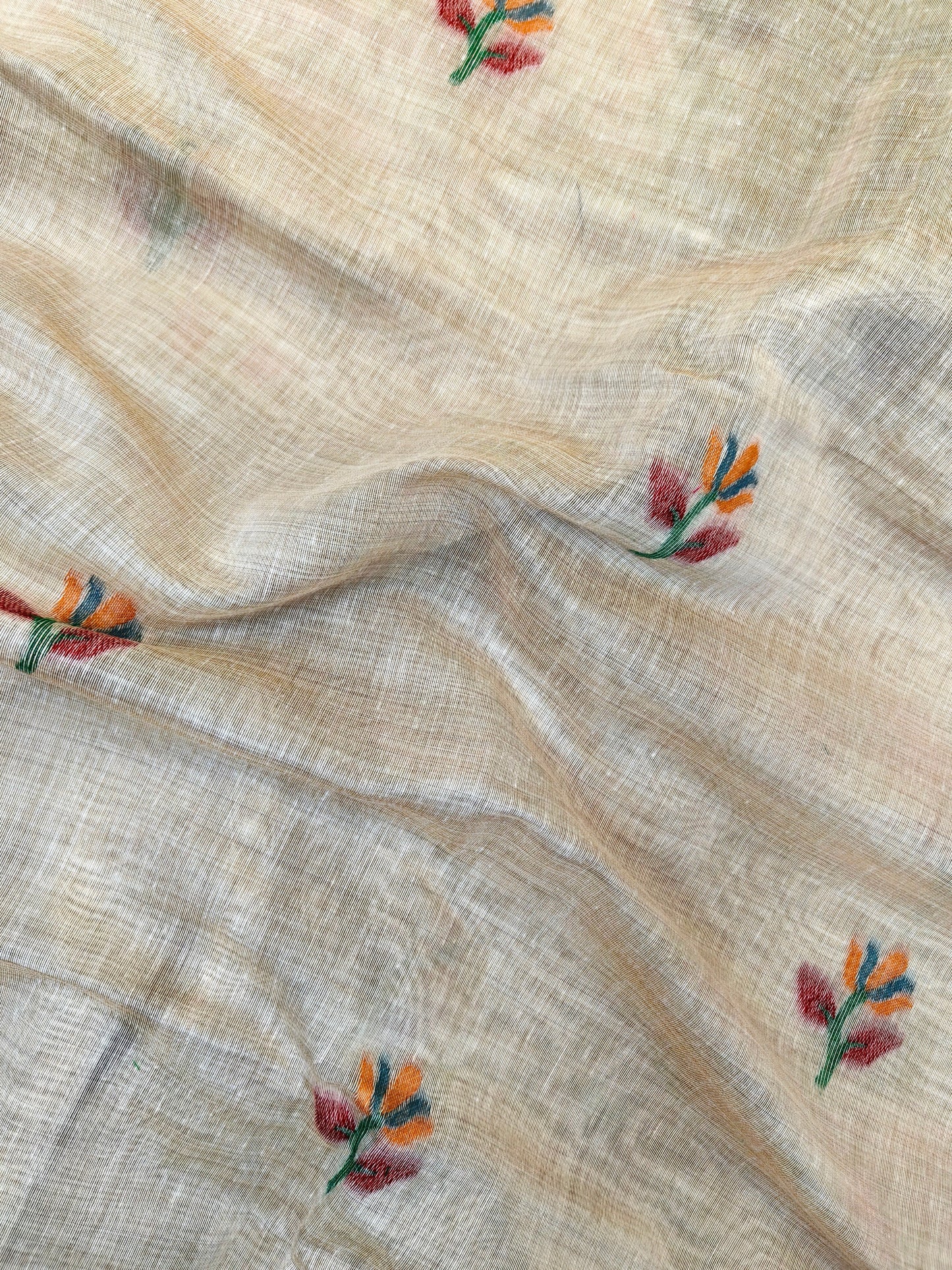 Signature Muga Cotton Saree with Peacock Inspired Pallu - RED