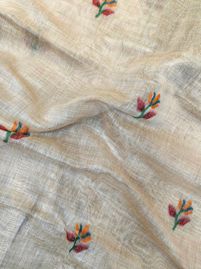 Signature Muga Cotton Saree with Peacock Inspired Pallu - RED