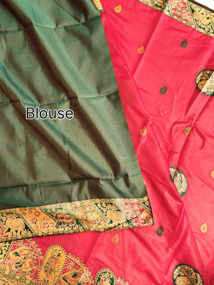 PURE SOFT RAJWADI PASHMINA SILK SAREE - RED