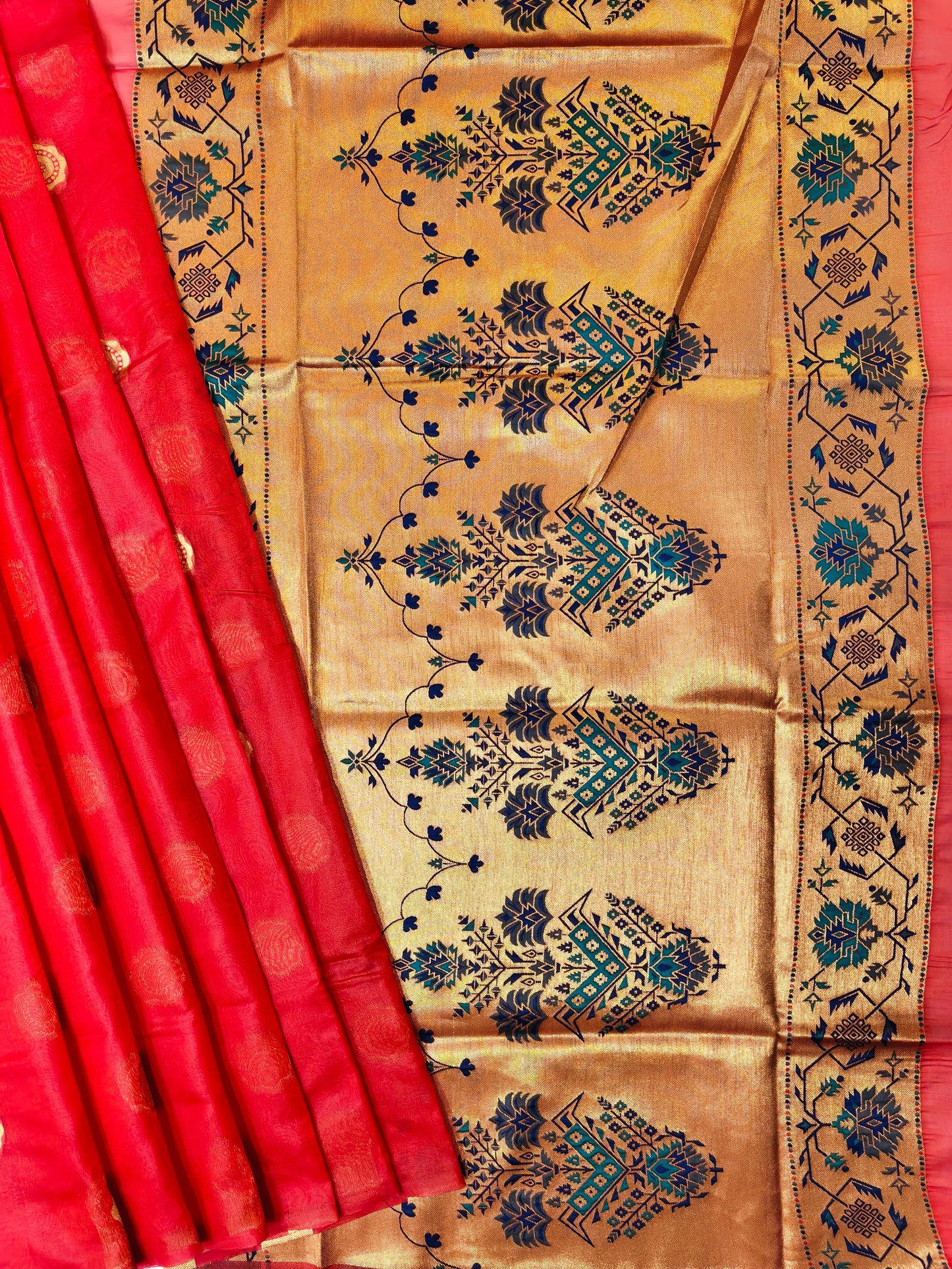 Maharashtrian Paithani Silk Saree - RED