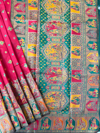 SOFT BANARASI PASHMINA  SAREE -  RED