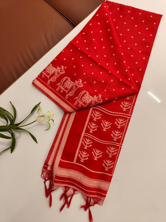 Classic Handloom Weave Saree- RED