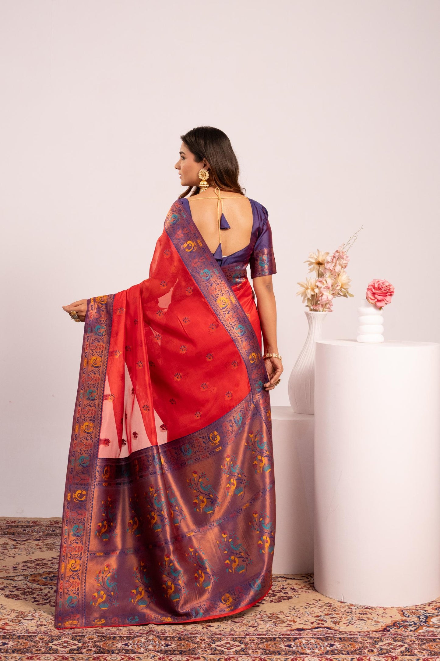 Classic Banarasi Paithani with Traditional Zari - RED