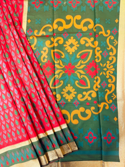 POCHAMPALLY IKKAT SILK SAREE - RED