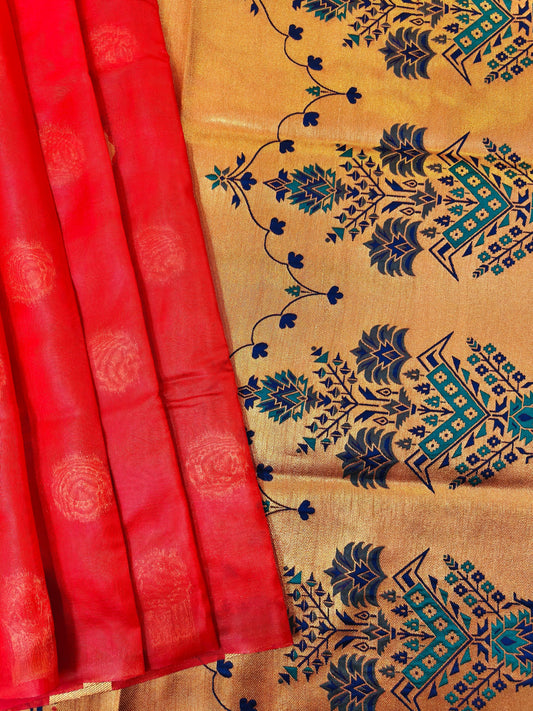 Maharashtrian Paithani Silk Saree - RED