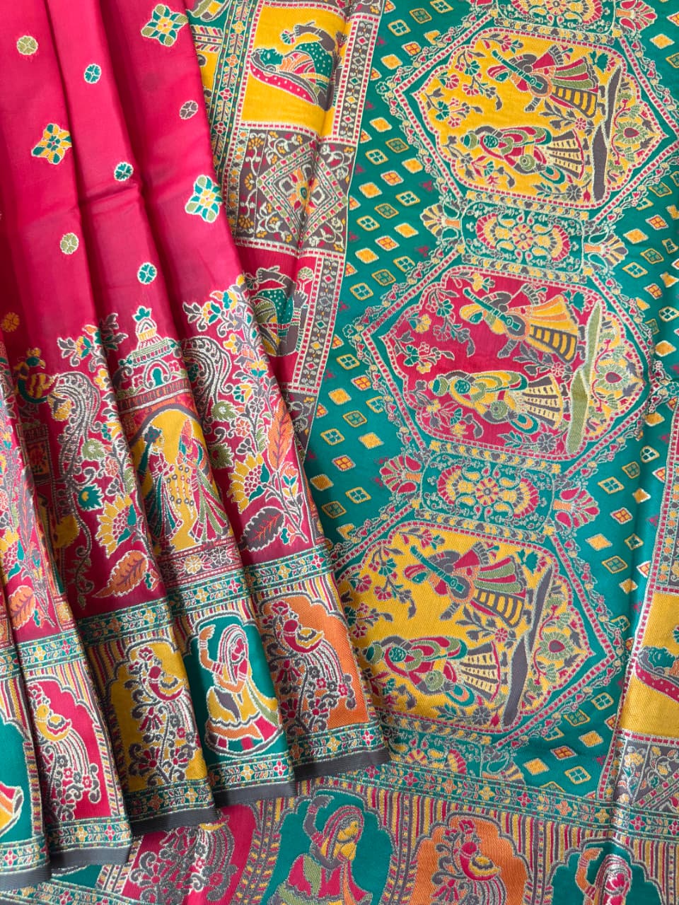 SOFT BANARASI PASHMINA  SAREE -  RED