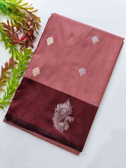 Banarasi Katan Silk Saree With Peacock Weaving  - RED
