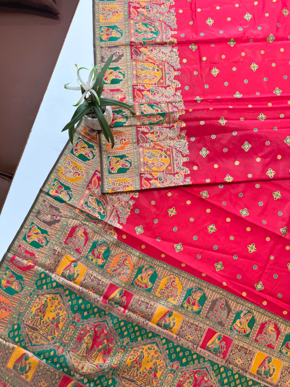 SOFT BANARASI PASHMINA  SAREE -  RED