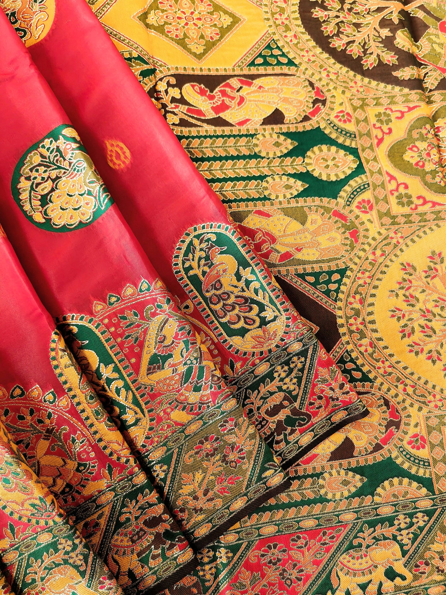 PURE SOFT RAJWADI PASHMINA SILK SAREE - RED