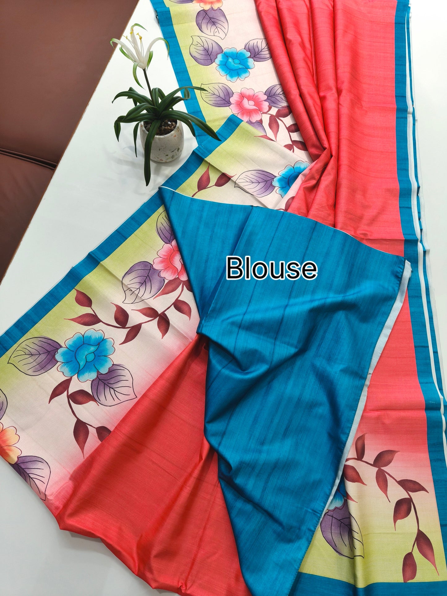 Modern Ethnic Saree with Floral Design -  RED