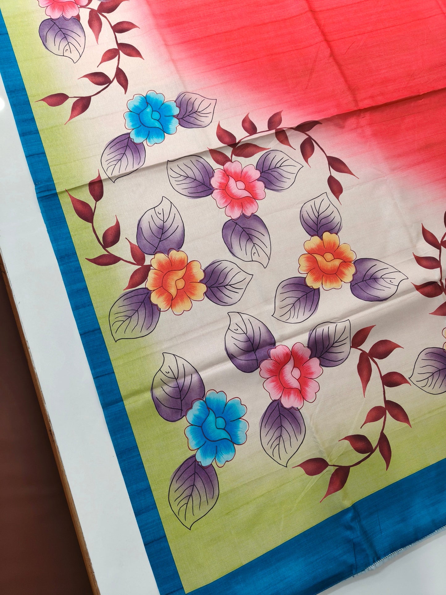 Modern Ethnic Saree with Floral Design -  RED