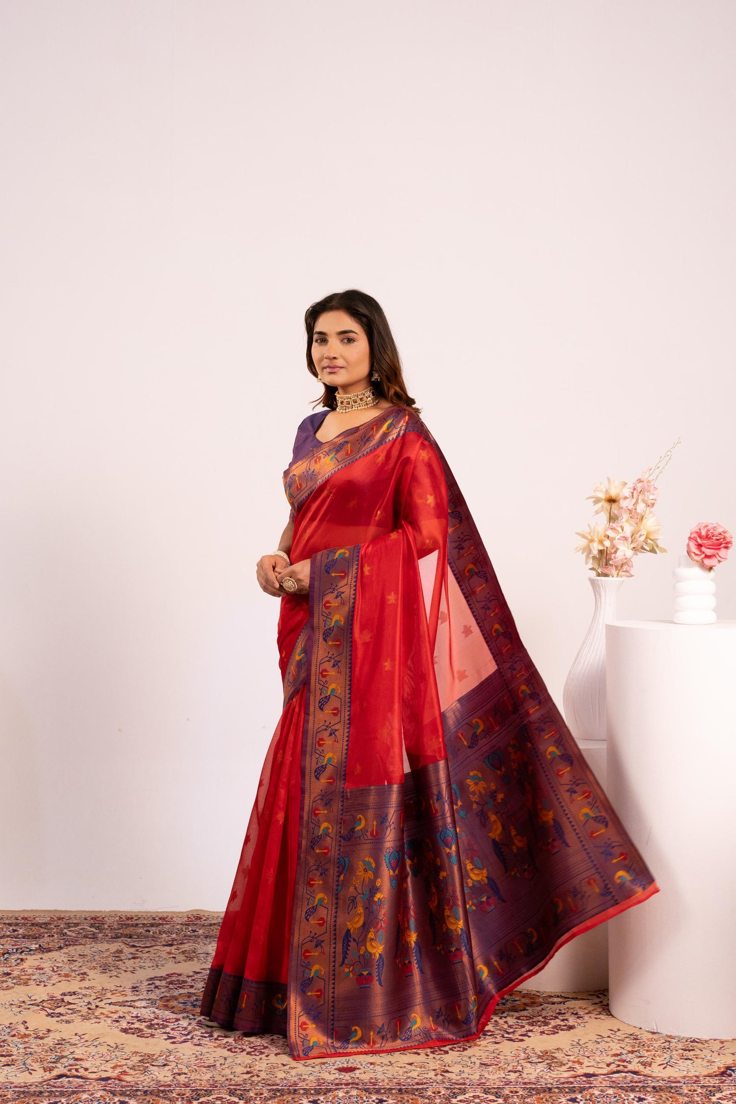 Pure Banarasi Paithani Silk Saree - RED