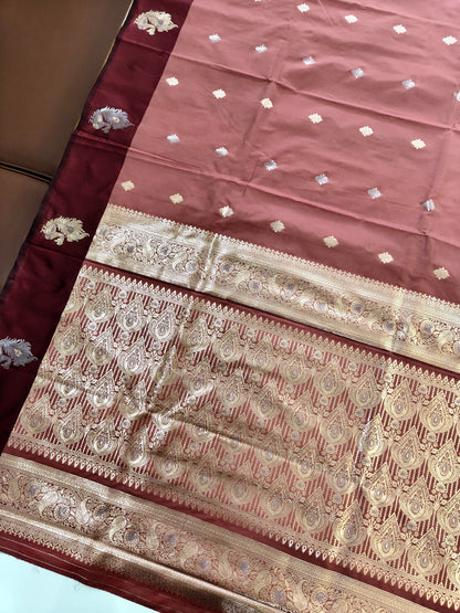 Banarasi Katan Silk Saree With Peacock Weaving  - RED