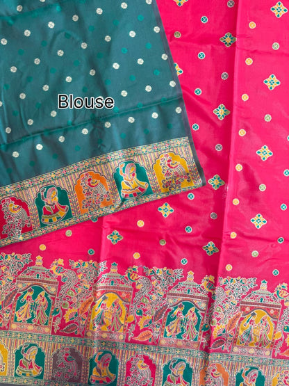 SOFT BANARASI PASHMINA  SAREE -  RED