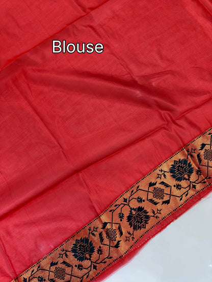 Maharashtrian Paithani Silk Saree - RED
