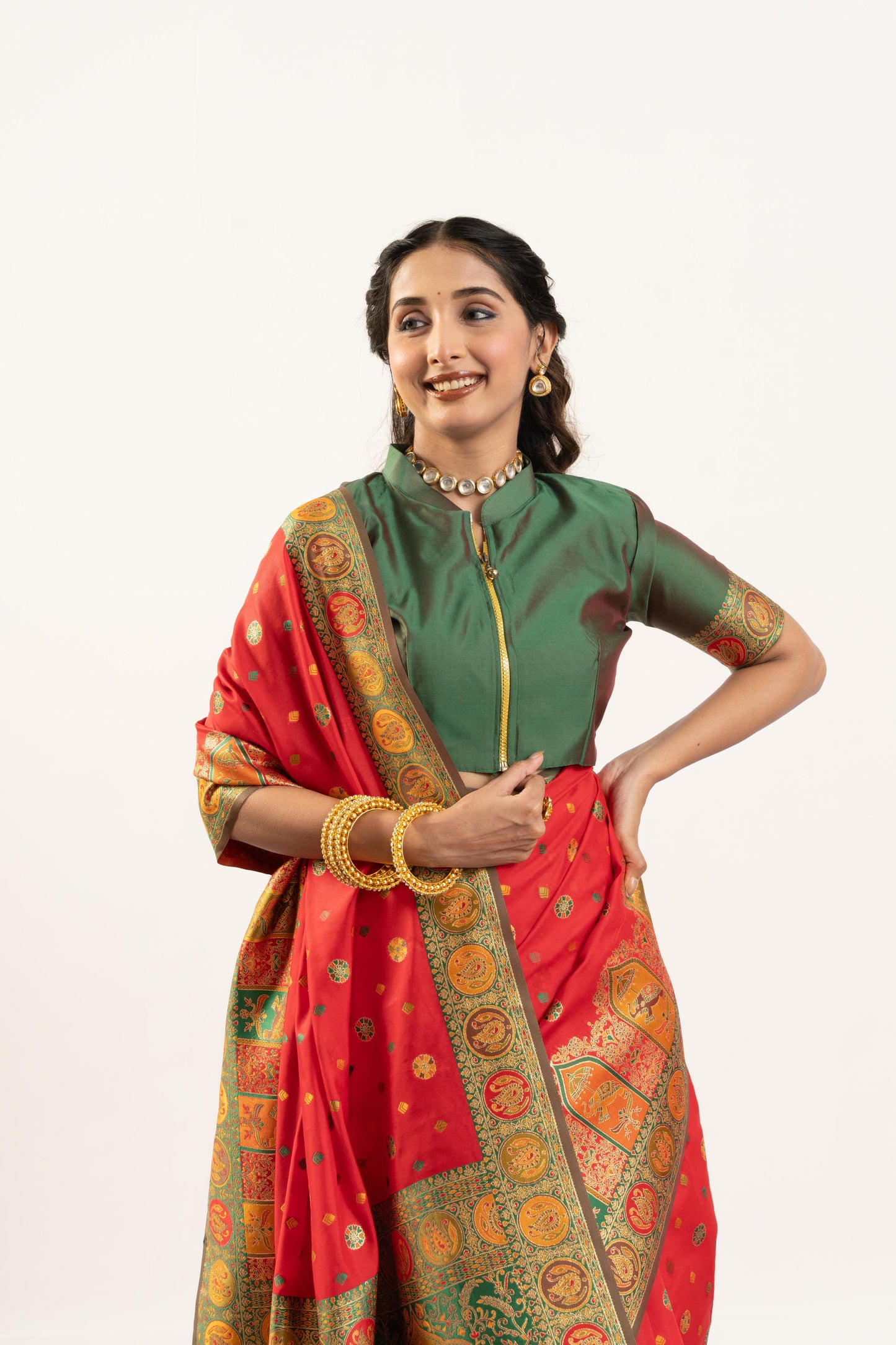 PURE SOFT PASHMINA SILK SAREE - RED