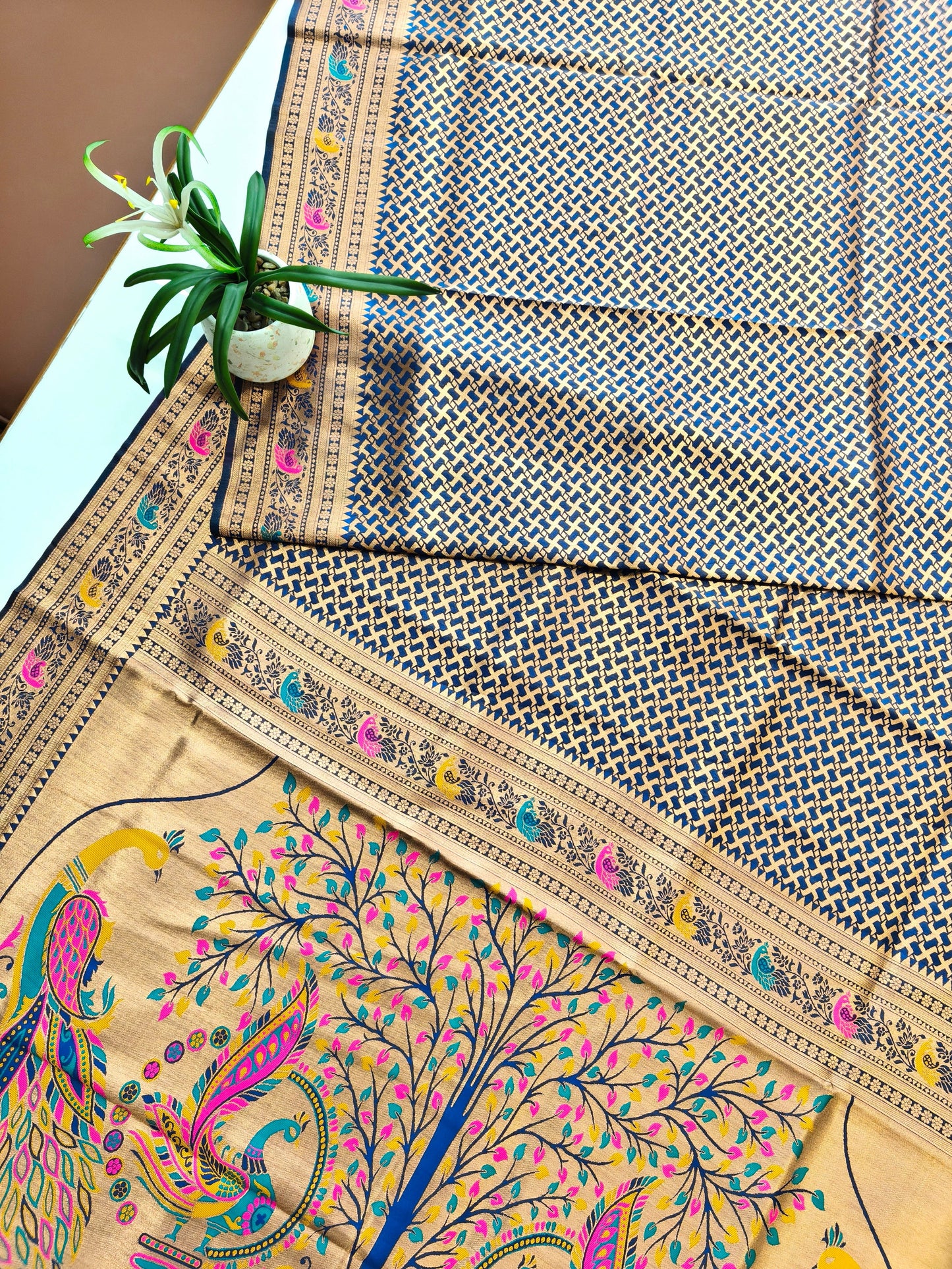 BANARASI PAITHANI 102 - NAVY BLUE
