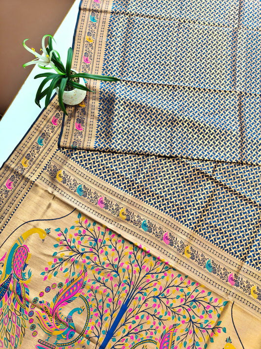 BANARASI PAITHANI 102 - NAVY BLUE