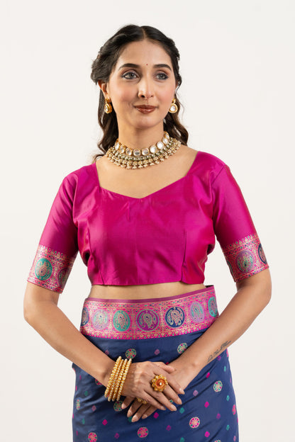 PURE SOFT PASHMINA SILK SAREE - ROYAL BLUE
