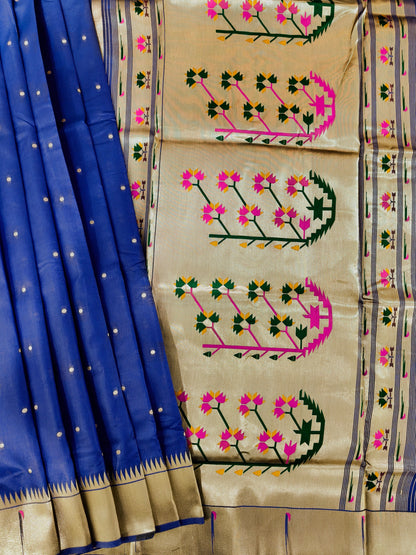 Banarasi Paithani Saree Design with Traditional Kalpavalli Pattern-ROYAL BLUE