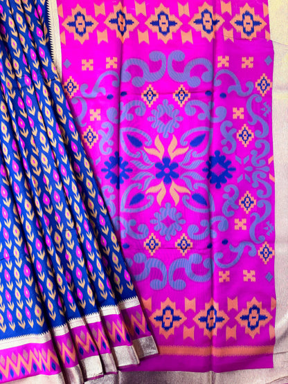 POCHAMPALLY IKKAT SILK SAREE - ROYAL BLUE